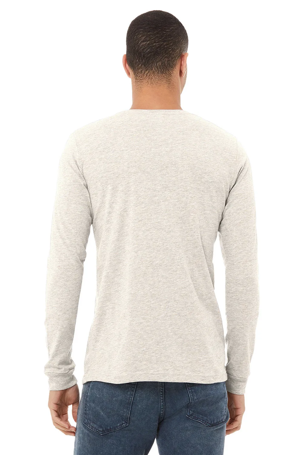 Bella   Canvas Mens Long Sleeve Crewneck T-Shirt - Oatmeal