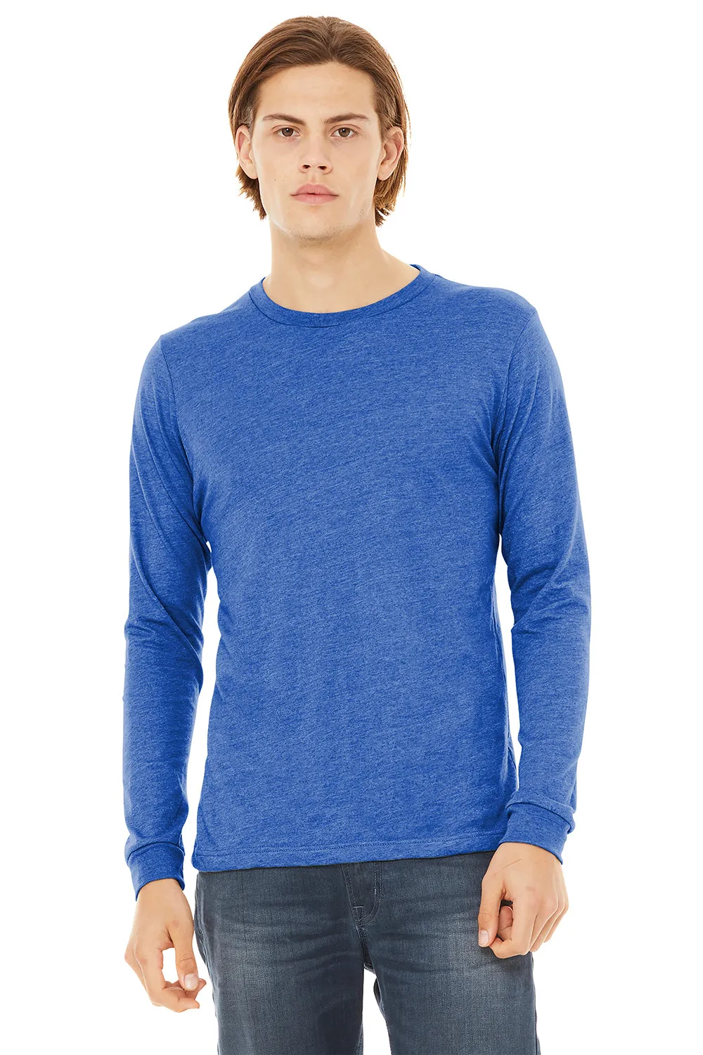 Bella   Canvas Mens Long Sleeve Crewneck T-Shirt - True Royal Blue
