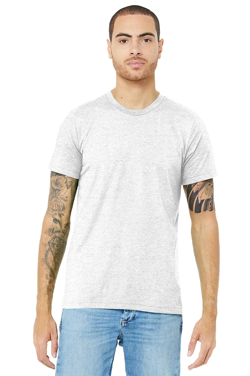 Bella   Canvas Mens Short Sleeve Crewneck T-Shirt - White Fleck