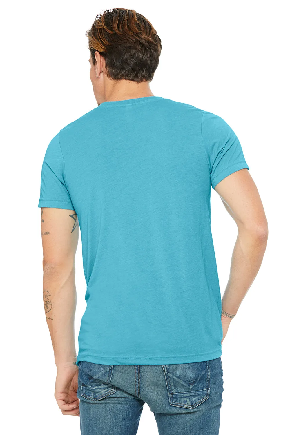 Bella   Canvas Mens Short Sleeve V-Neck T-Shirt - Aqua Blue