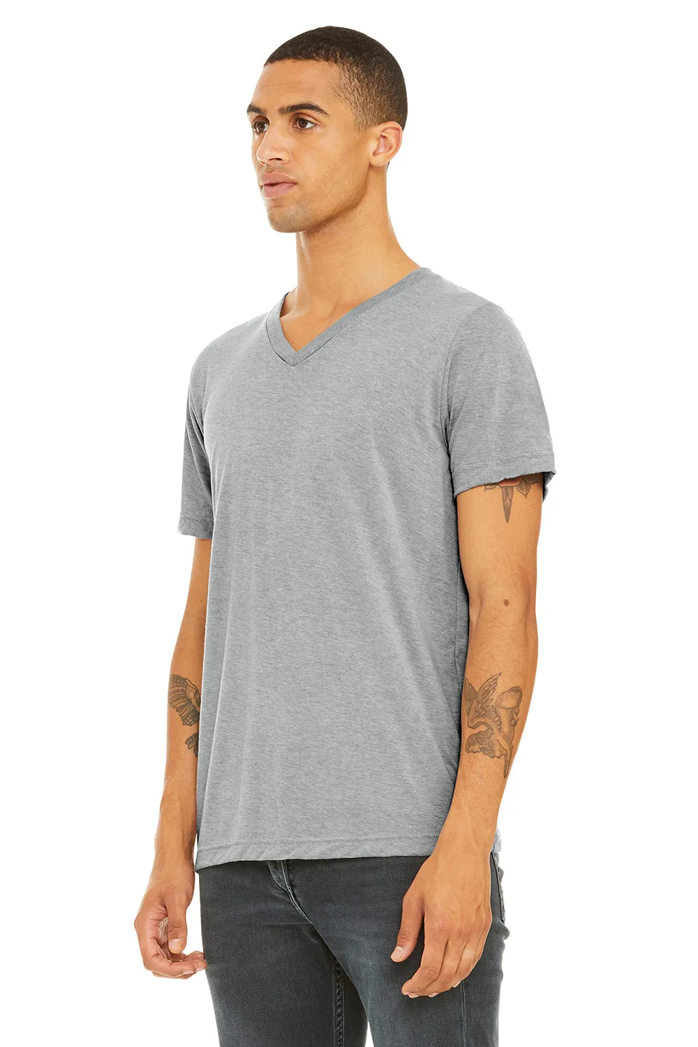 Bella   Canvas Mens Short Sleeve V-Neck T-Shirt - Athletic Grey