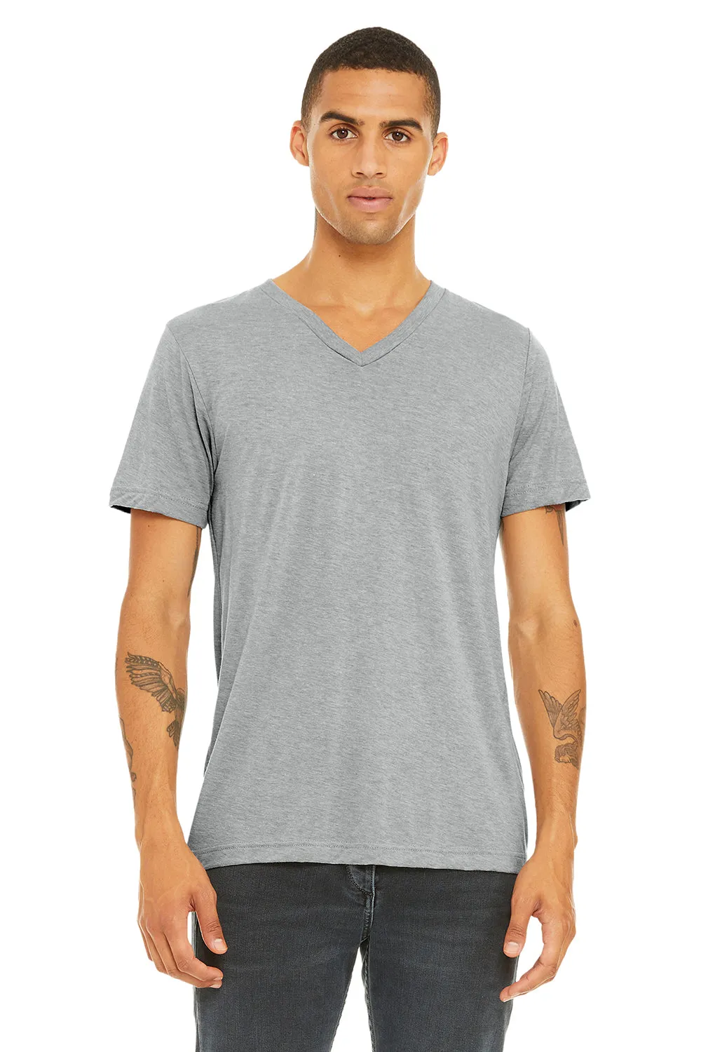 Bella   Canvas Mens Short Sleeve V-Neck T-Shirt - Athletic Grey