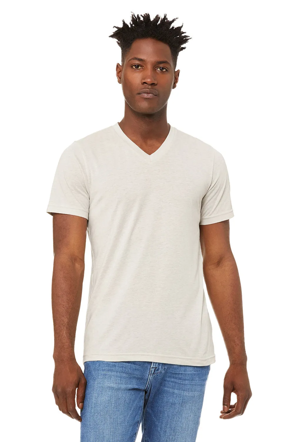 Bella   Canvas Mens Short Sleeve V-Neck T-Shirt - Cement Grey