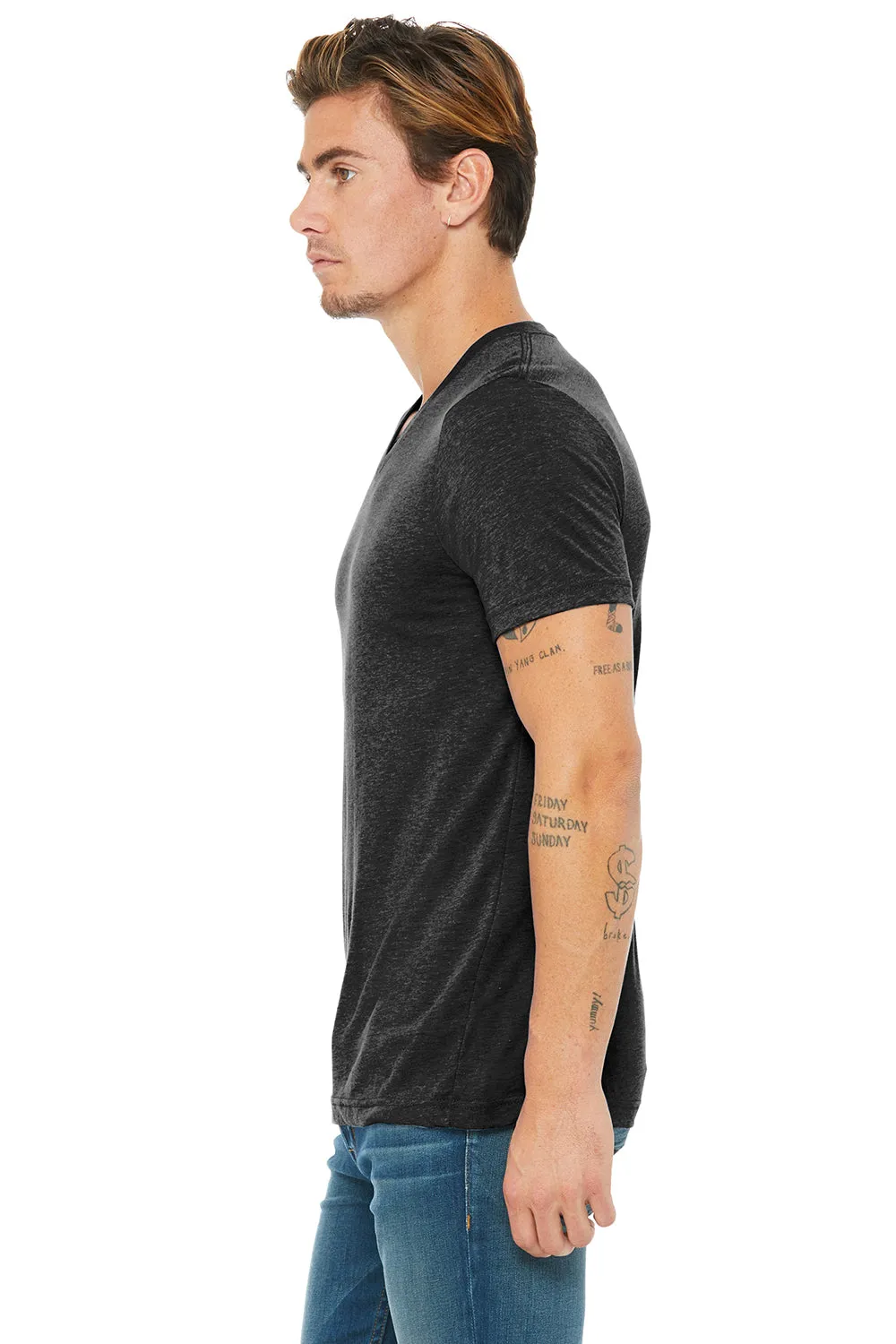 Bella   Canvas Mens Short Sleeve V-Neck T-Shirt - Charcoal Black
