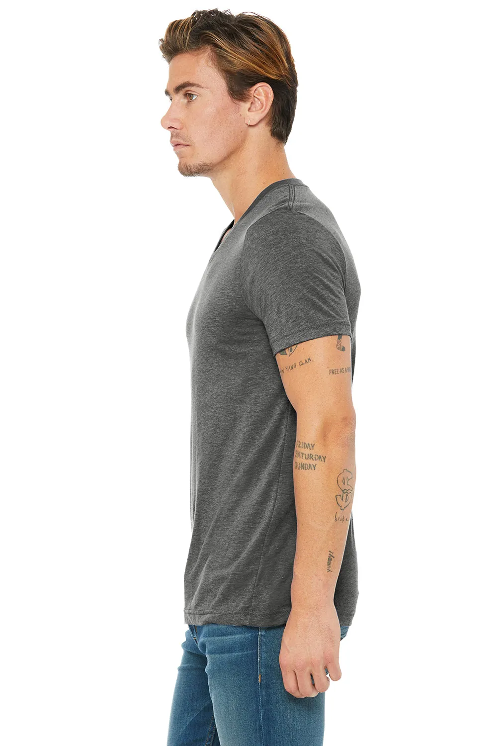 Bella   Canvas Mens Short Sleeve V-Neck T-Shirt - Grey
