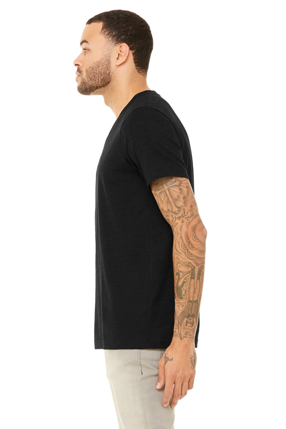 Bella   Canvas Mens Short Sleeve V-Neck T-Shirt - Heather Black
