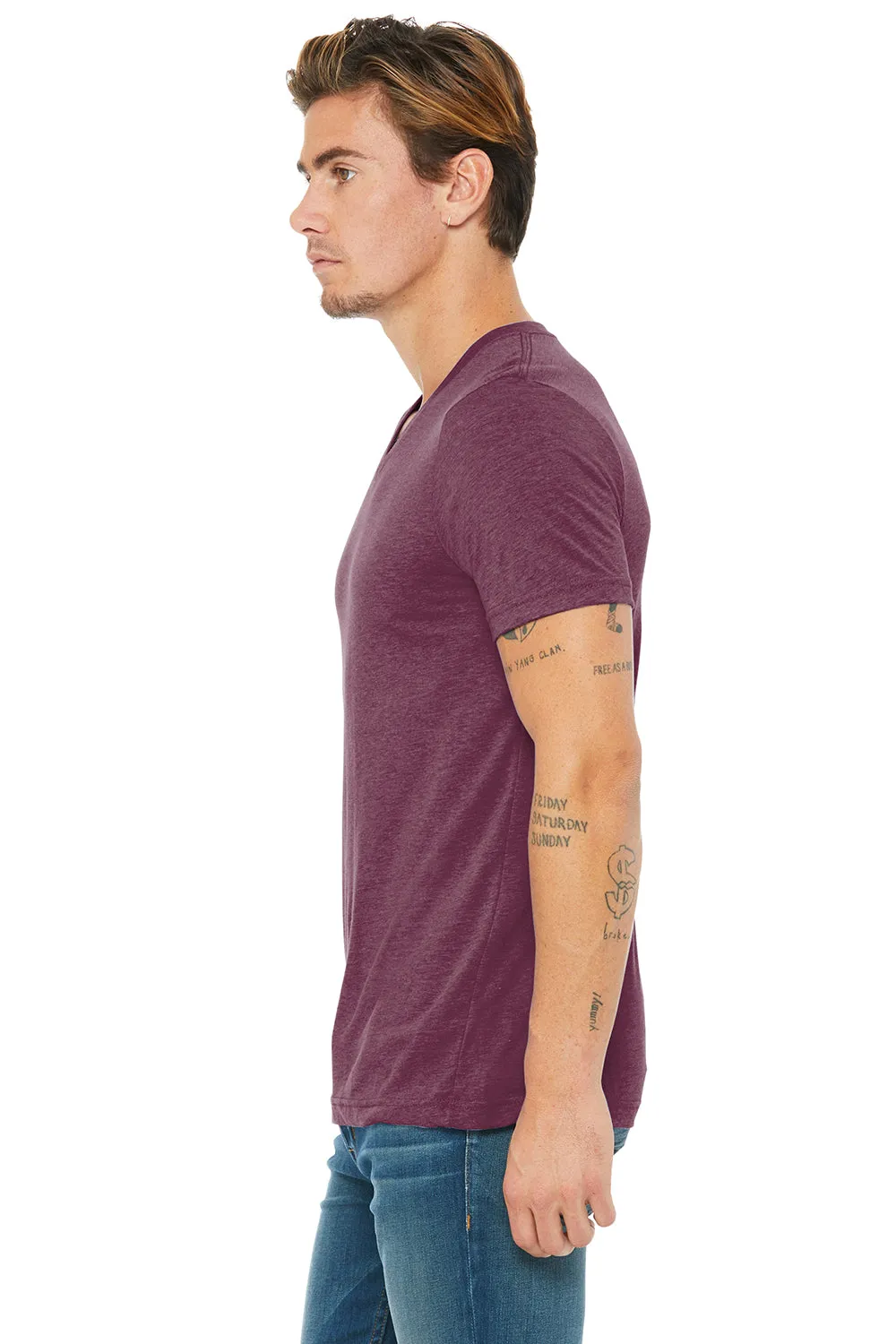 Bella   Canvas Mens Short Sleeve V-Neck T-Shirt - Maroon