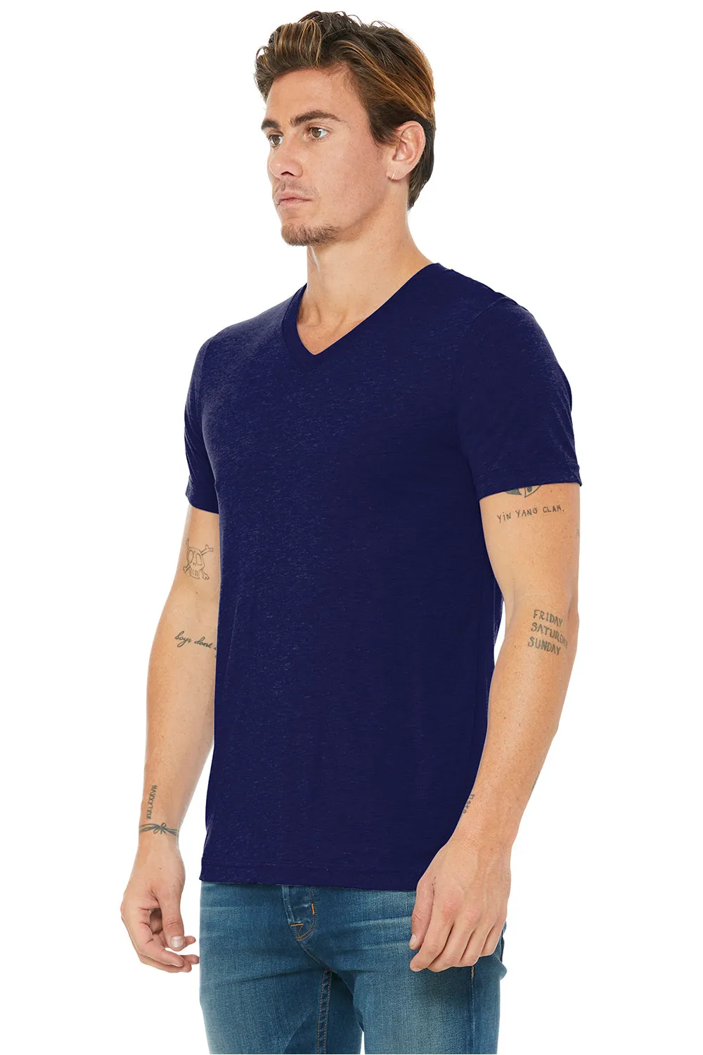 Bella   Canvas Mens Short Sleeve V-Neck T-Shirt - Navy Blue