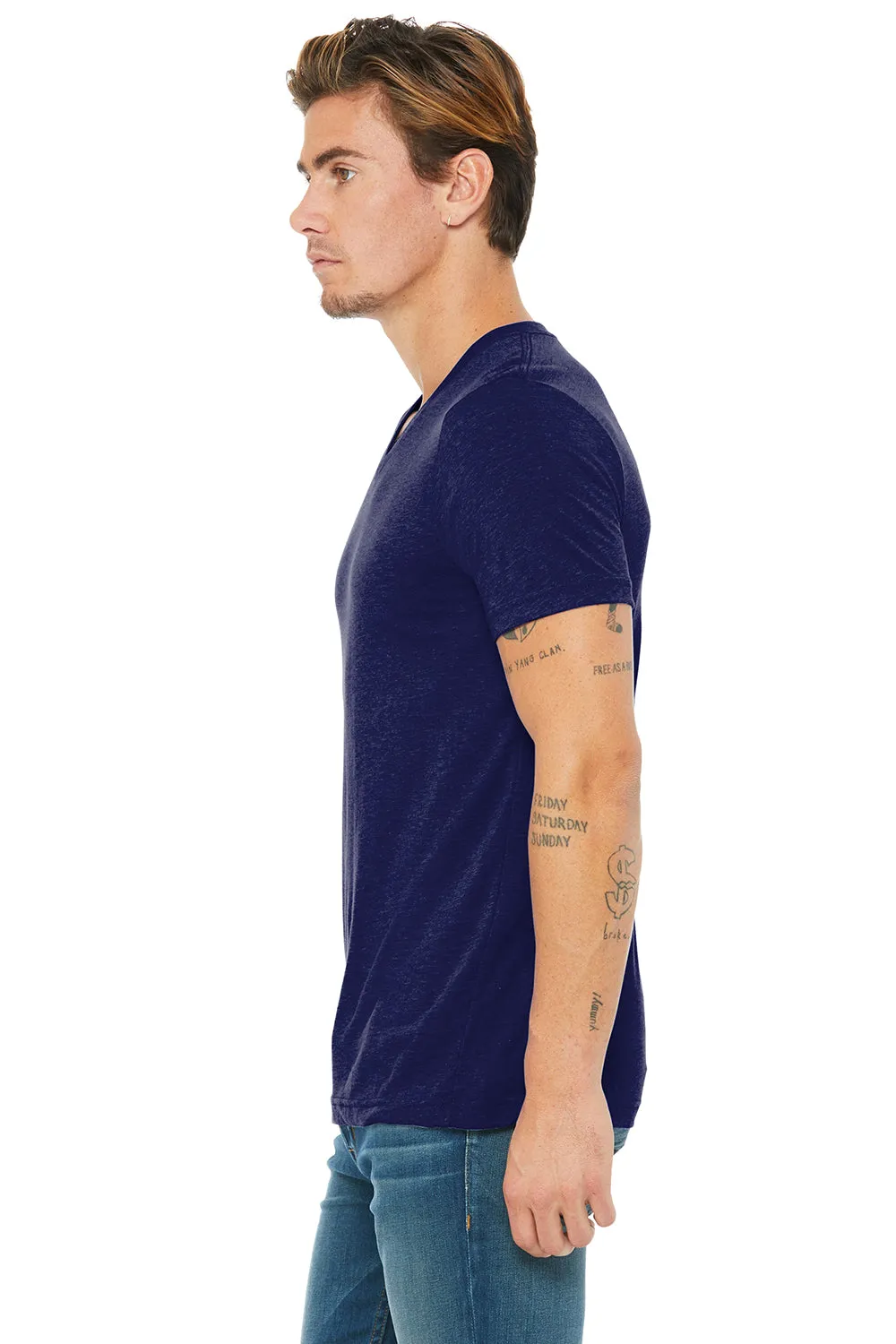Bella   Canvas Mens Short Sleeve V-Neck T-Shirt - Navy Blue