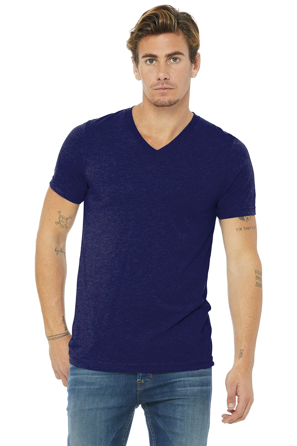 Bella   Canvas Mens Short Sleeve V-Neck T-Shirt - Navy Blue