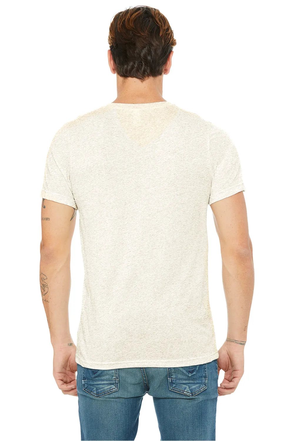 Bella   Canvas Mens Short Sleeve V-Neck T-Shirt - Oatmeal