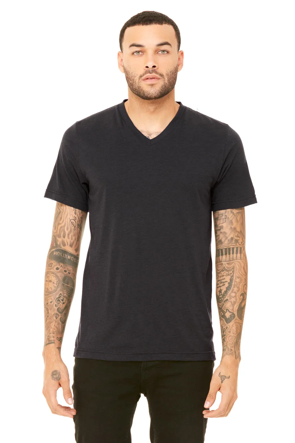 Bella   Canvas Mens Short Sleeve V-Neck T-Shirt - Solid Dark Grey
