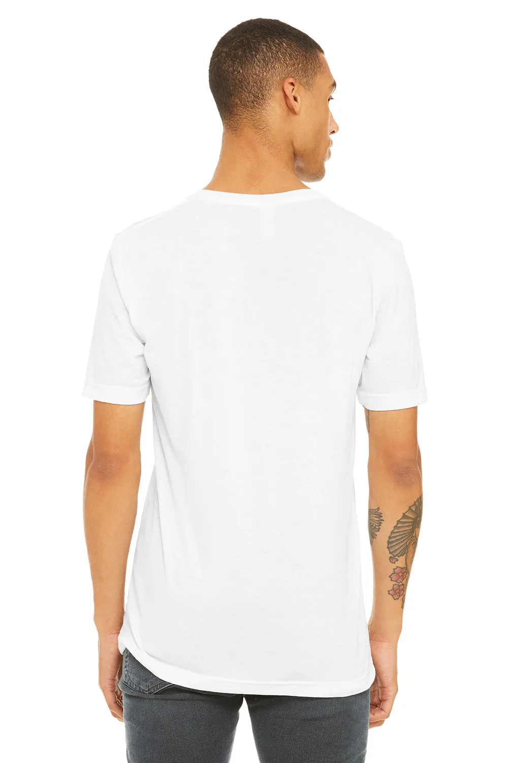 Bella   Canvas Mens Short Sleeve V-Neck T-Shirt - Solid White