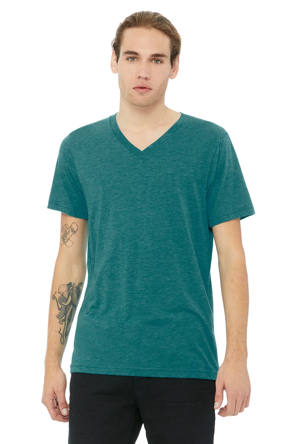 Bella   Canvas Mens Short Sleeve V-Neck T-Shirt - Teal Green