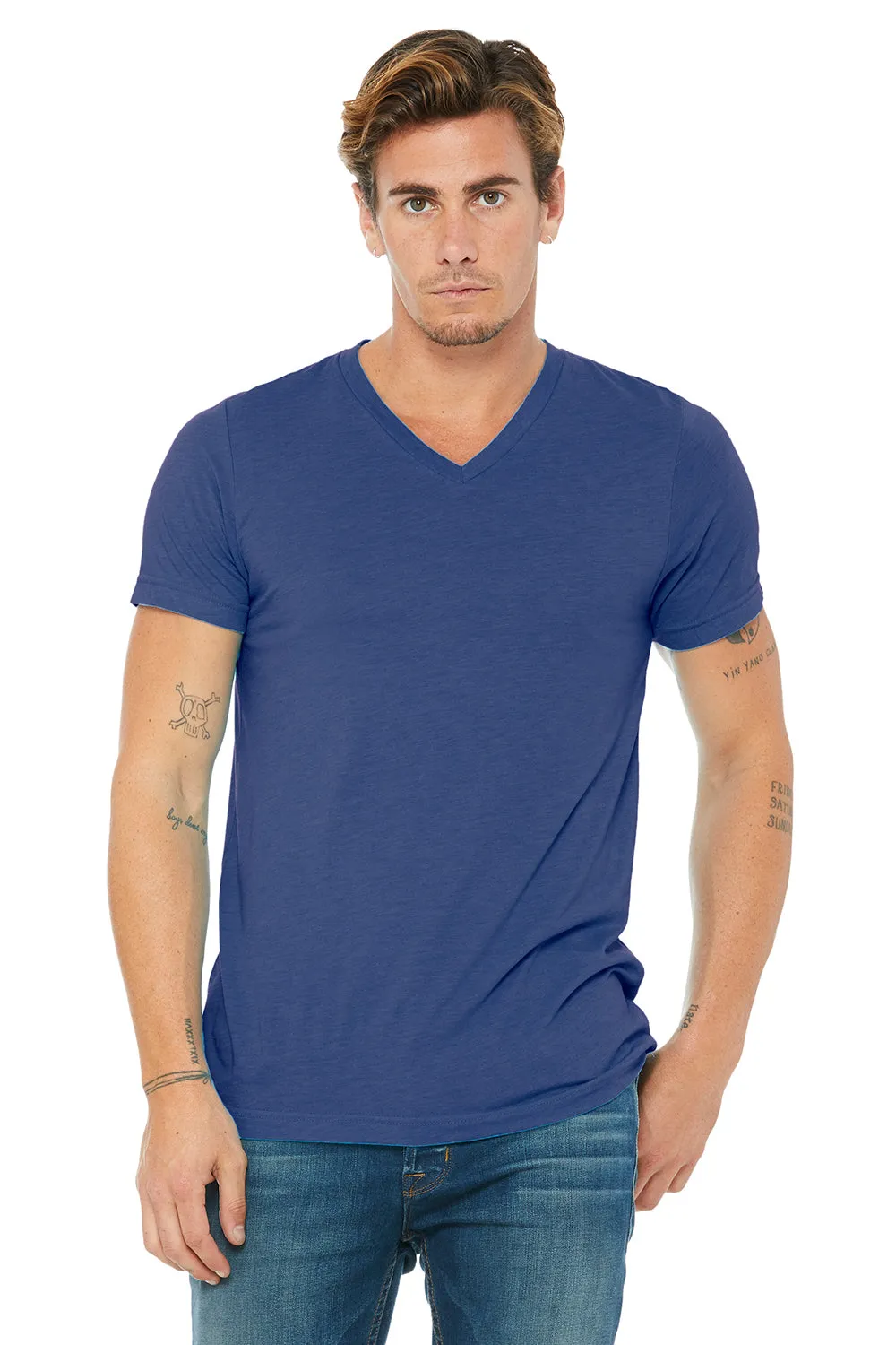Bella   Canvas Mens Short Sleeve V-Neck T-Shirt - True Royal Blue