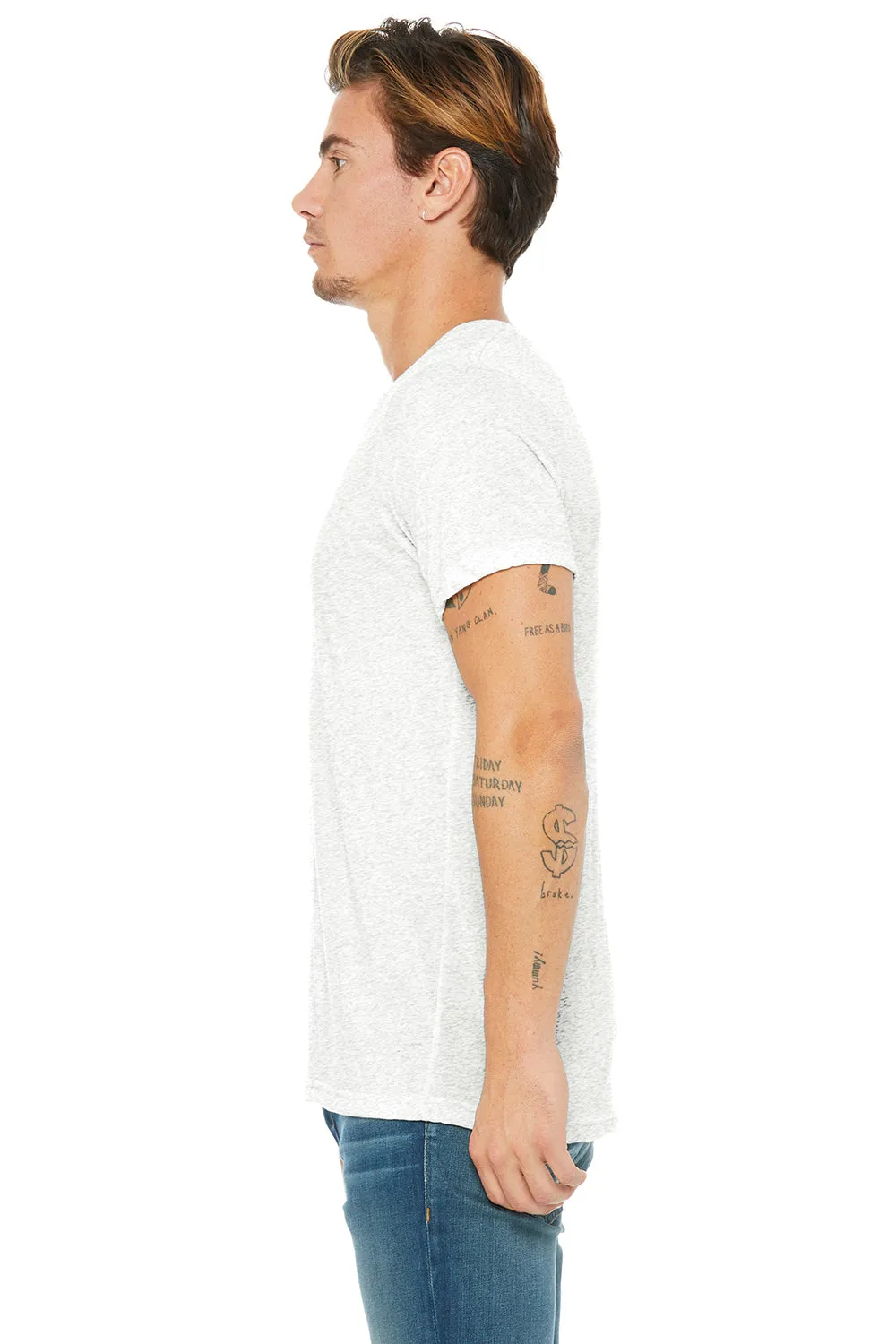 Bella   Canvas Mens Short Sleeve V-Neck T-Shirt - White Fleck