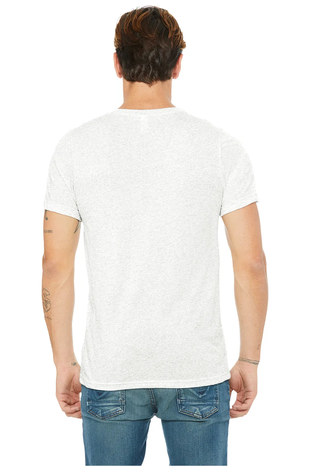 Bella   Canvas Mens Short Sleeve V-Neck T-Shirt - White Fleck