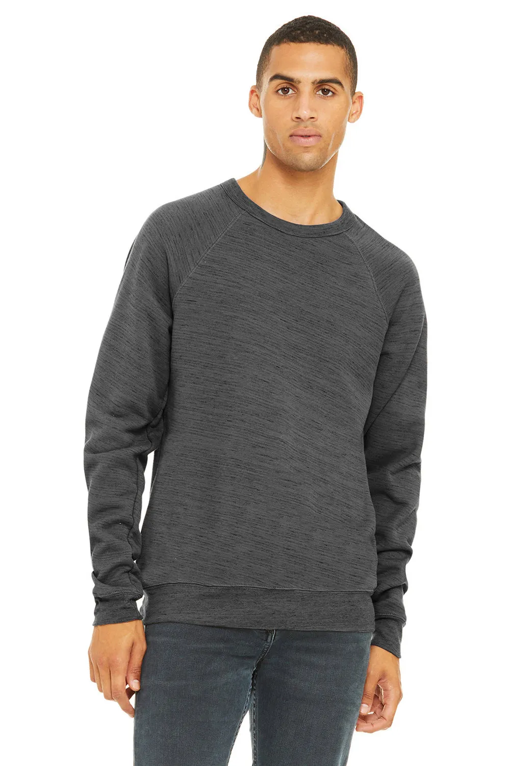 Bella   Canvas Mens Sponge Fleece Crewneck Sweatshirt - Dark Grey Marble Fleece - Closeout
