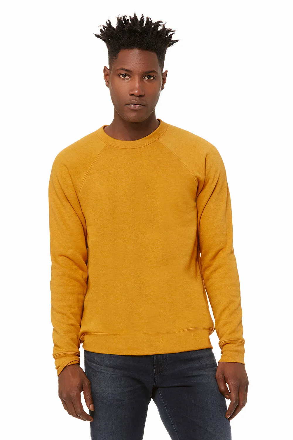 Bella   Canvas Mens Sponge Fleece Crewneck Sweatshirt - Heather Mustard Yellow