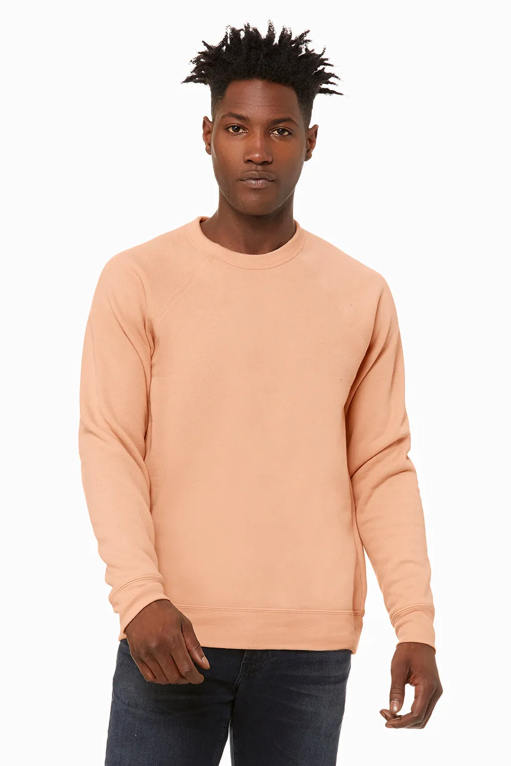Bella   Canvas Mens Sponge Fleece Crewneck Sweatshirt - Peach