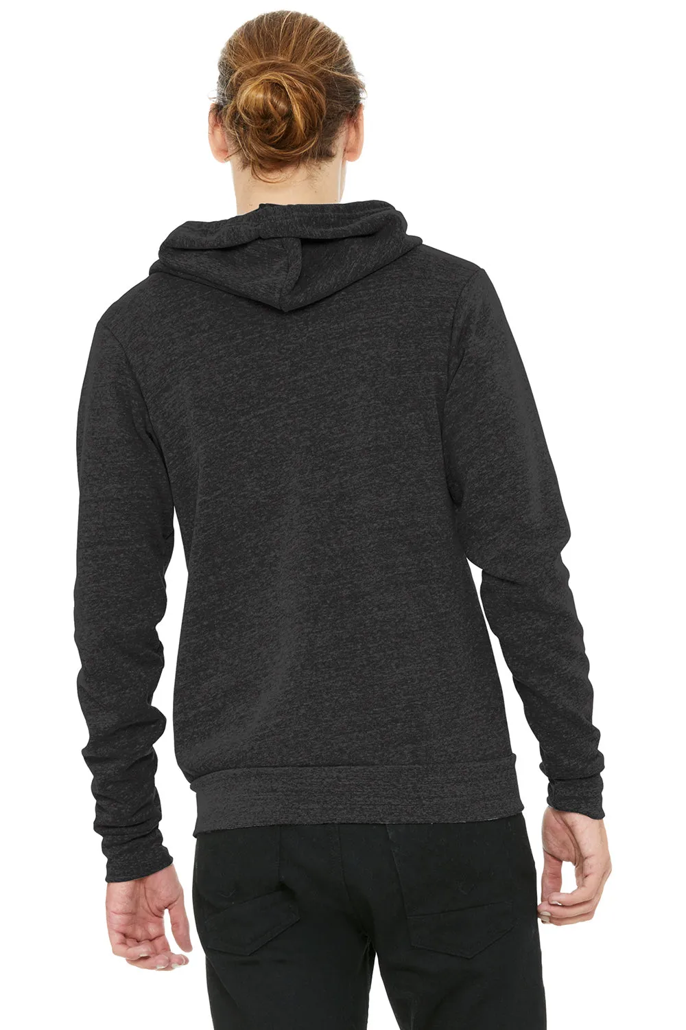 Bella   Canvas Mens Sponge Fleece Full Zip Hooded Sweatshirt Hoodie w/ Pockets - Charcoal Black