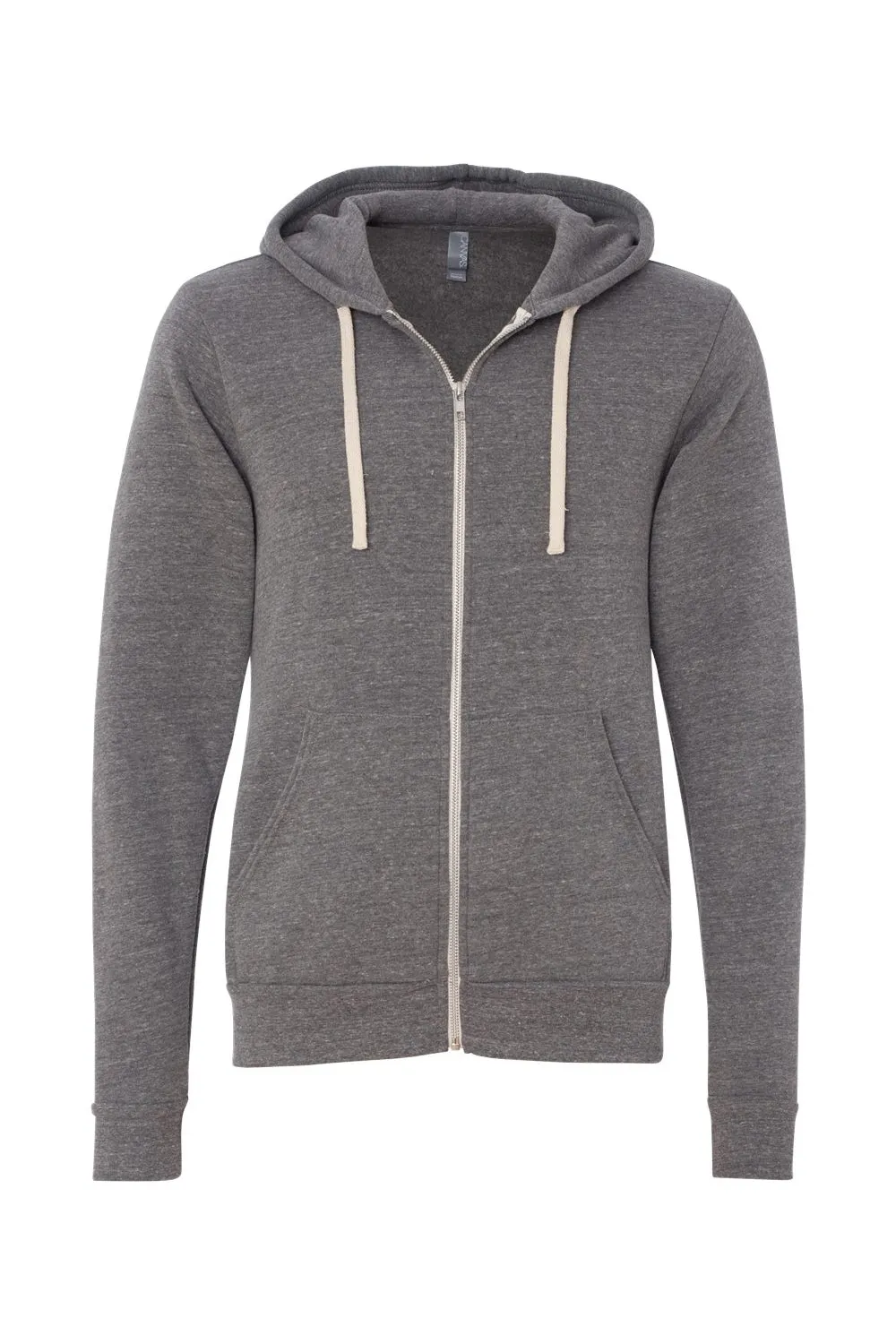 Bella   Canvas Mens Sponge Fleece Full Zip Hooded Sweatshirt Hoodie w/ Pockets - Grey
