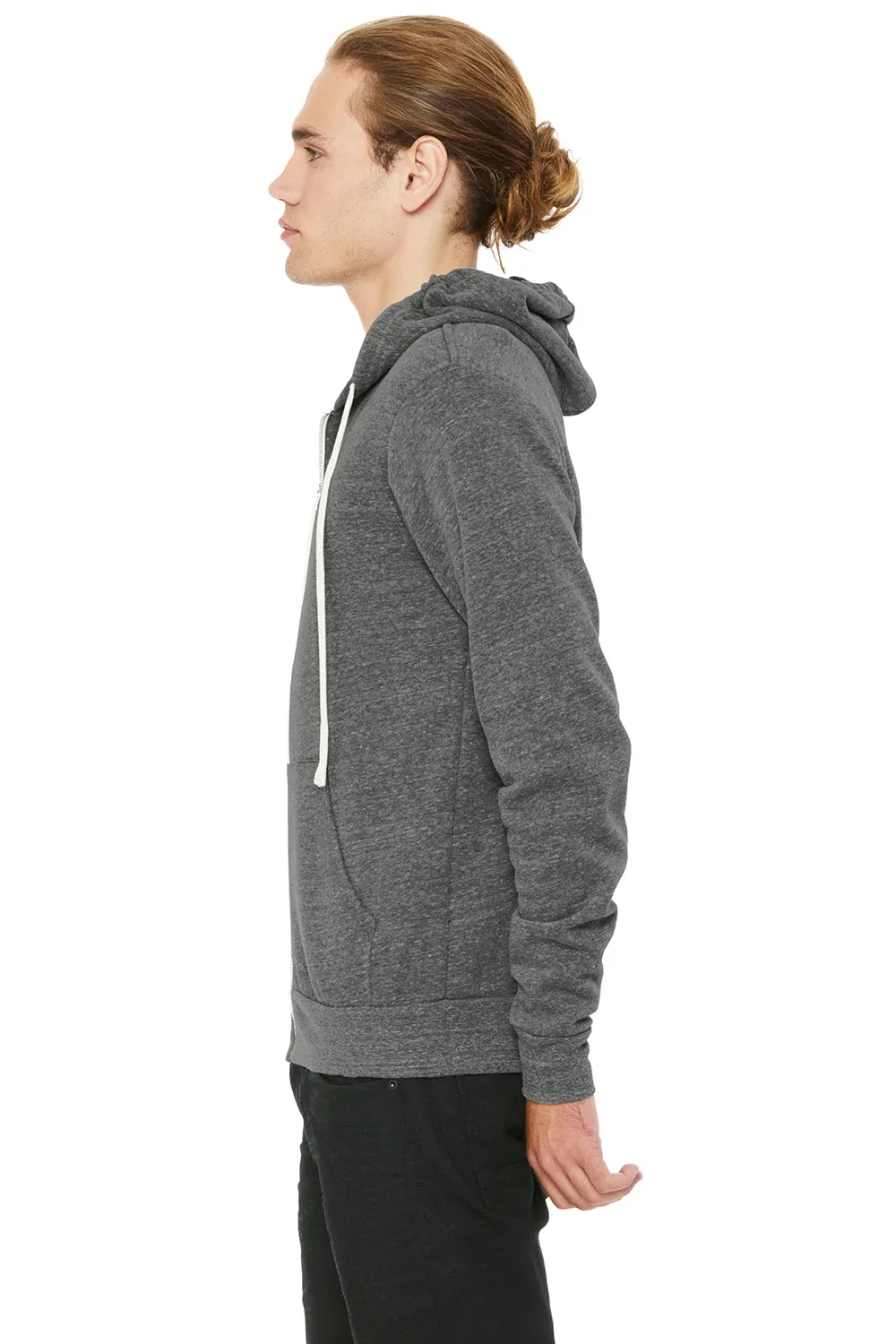 Bella   Canvas Mens Sponge Fleece Full Zip Hooded Sweatshirt Hoodie w/ Pockets - Grey
