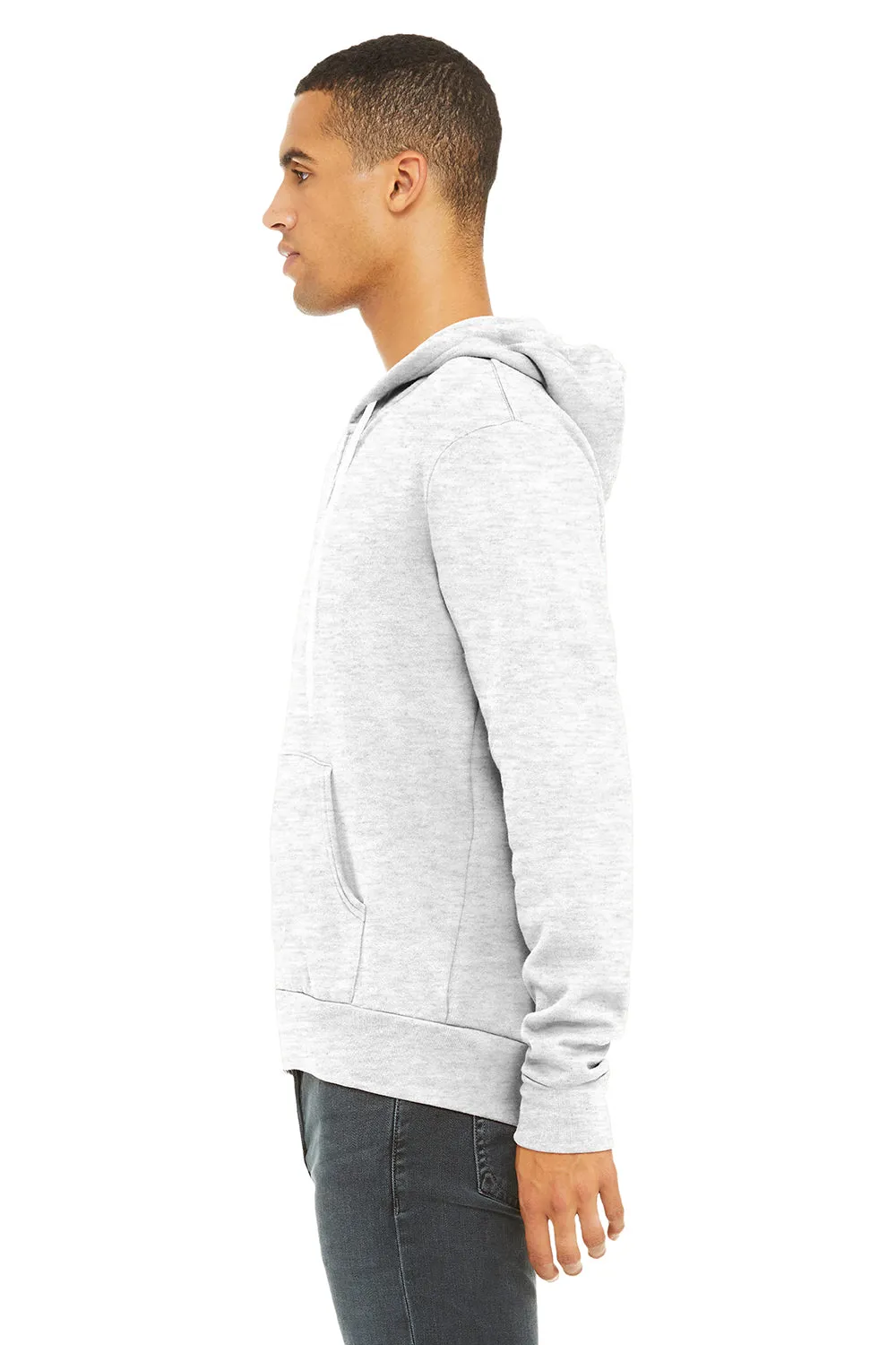 Bella   Canvas Mens Sponge Fleece Hooded Sweatshirt Hoodie w/ Pouch Pocket - Ash Grey