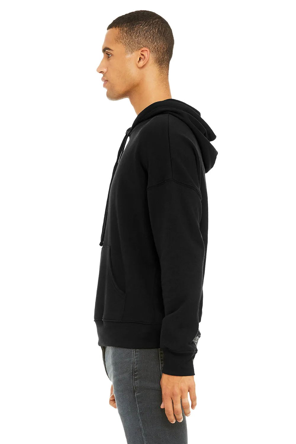Bella   Canvas Mens Sponge Fleece Hooded Sweatshirt Hoodie w/ Pouch Pocket - Black