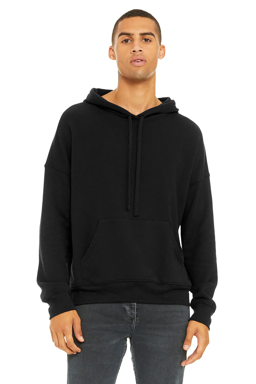 Bella   Canvas Mens Sponge Fleece Hooded Sweatshirt Hoodie w/ Pouch Pocket - Black