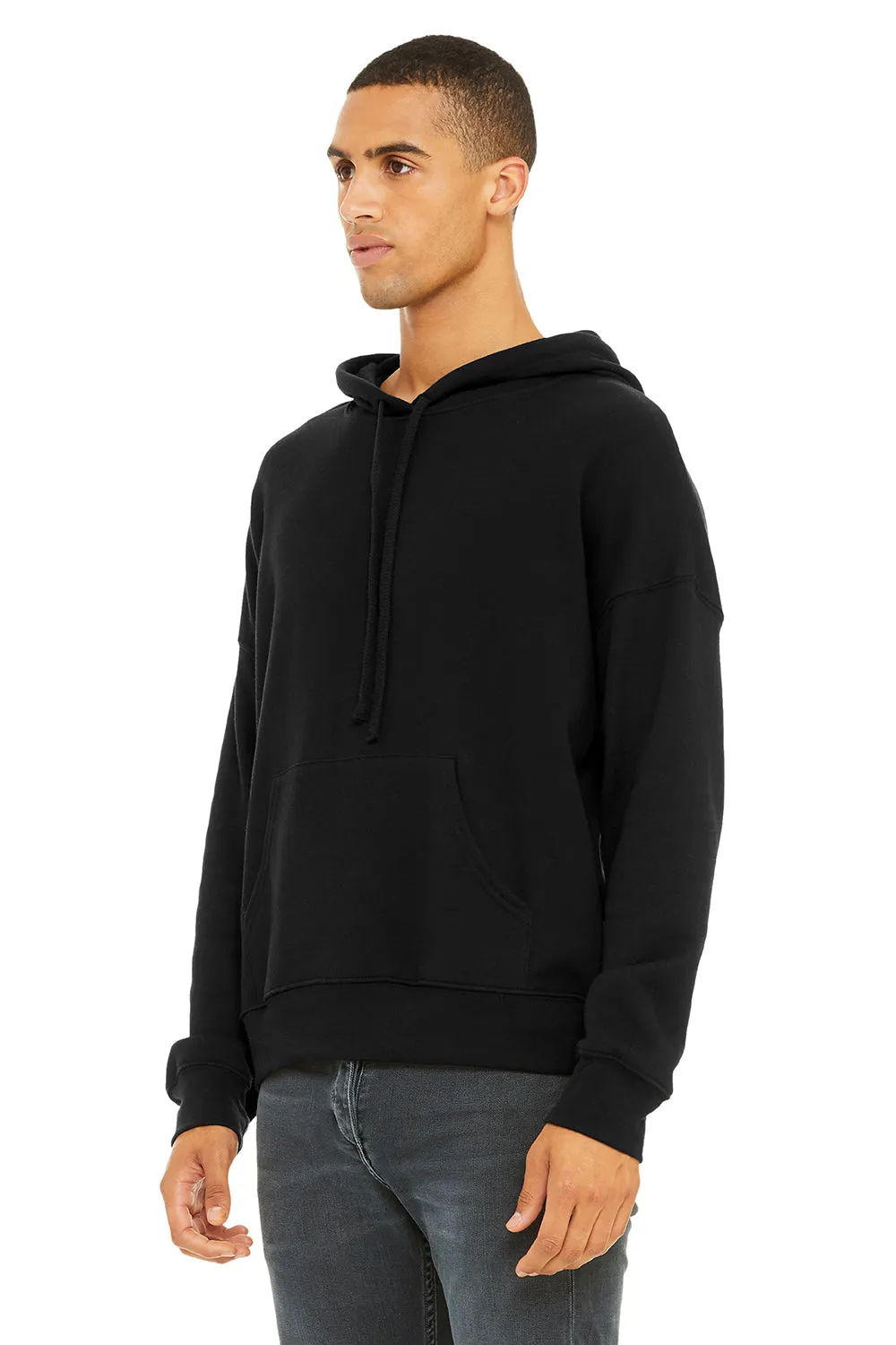 Bella   Canvas Mens Sponge Fleece Hooded Sweatshirt Hoodie w/ Pouch Pocket - Black
