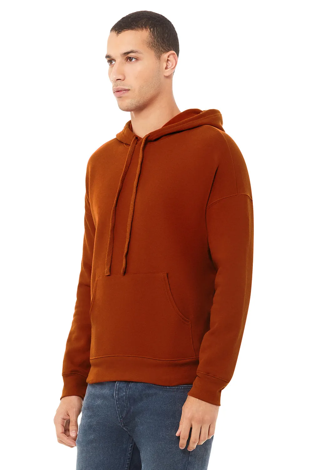 Bella   Canvas Mens Sponge Fleece Hooded Sweatshirt Hoodie w/ Pouch Pocket - Brick Red
