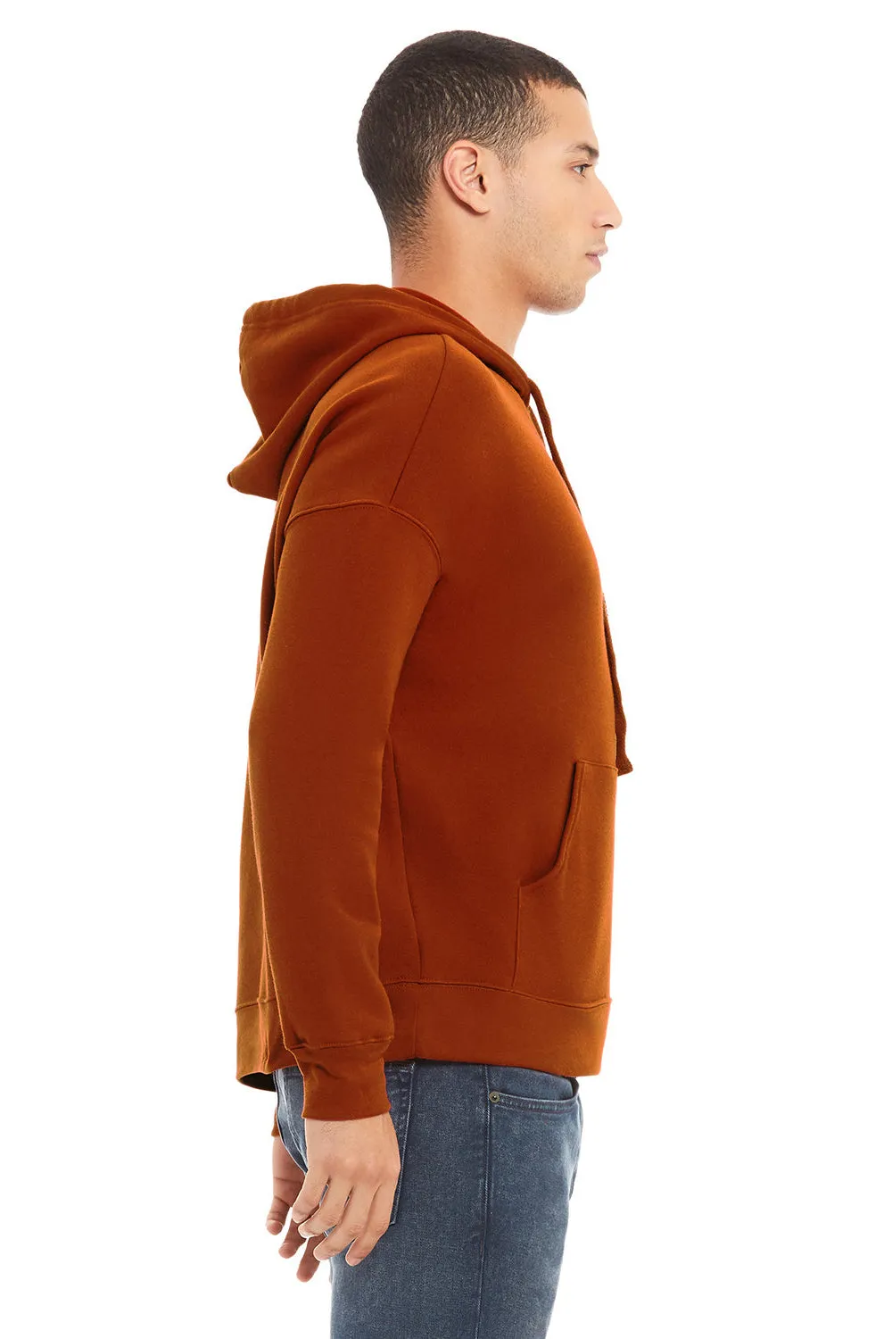 Bella   Canvas Mens Sponge Fleece Hooded Sweatshirt Hoodie w/ Pouch Pocket - Brick Red