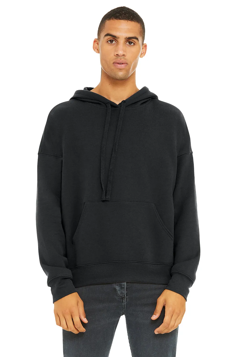 Bella   Canvas Mens Sponge Fleece Hooded Sweatshirt Hoodie w/ Pouch Pocket - Dark Grey