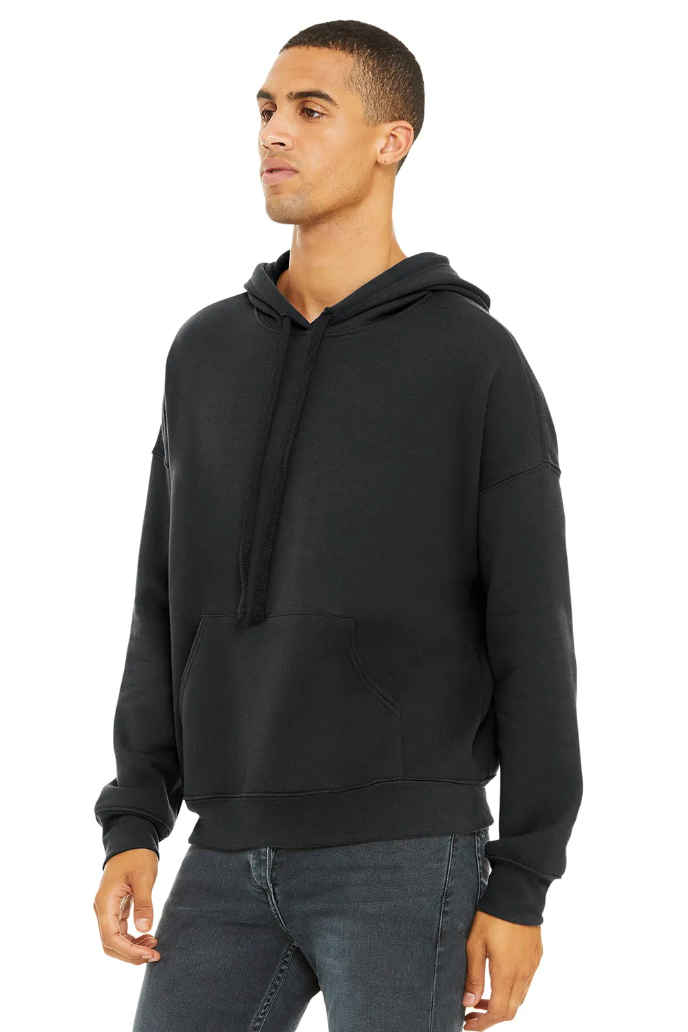 Bella   Canvas Mens Sponge Fleece Hooded Sweatshirt Hoodie w/ Pouch Pocket - Dark Grey