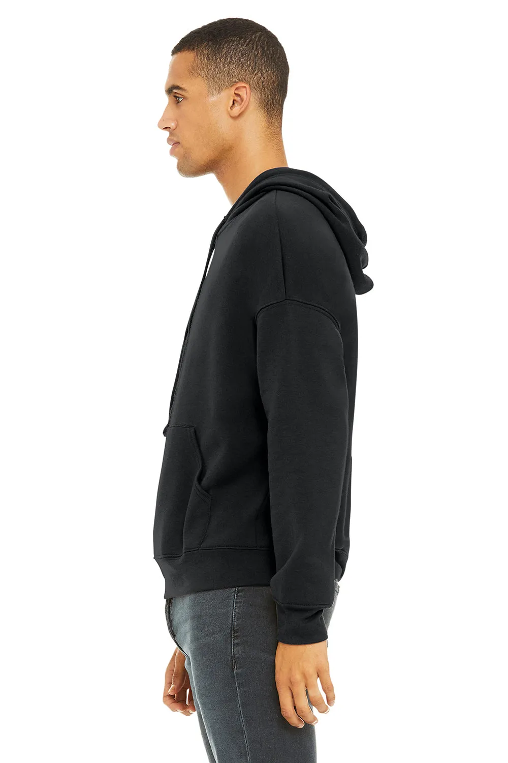 Bella   Canvas Mens Sponge Fleece Hooded Sweatshirt Hoodie w/ Pouch Pocket - Dark Grey