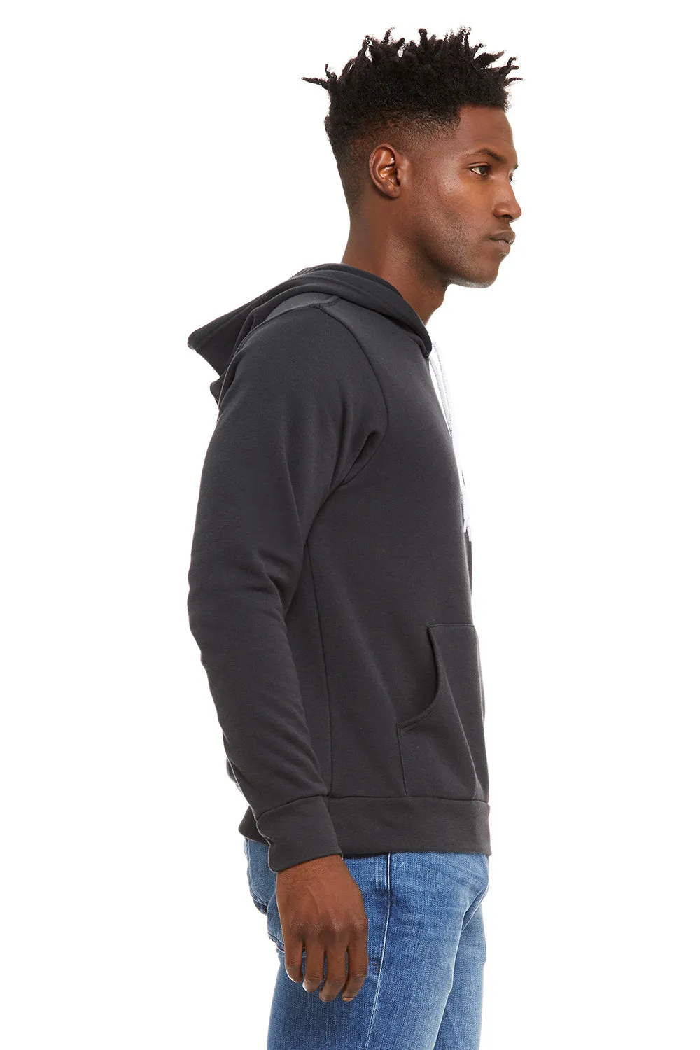 Bella   Canvas Mens Sponge Fleece Hooded Sweatshirt Hoodie w/ Pouch Pocket - DTG Dark Grey - Closeout