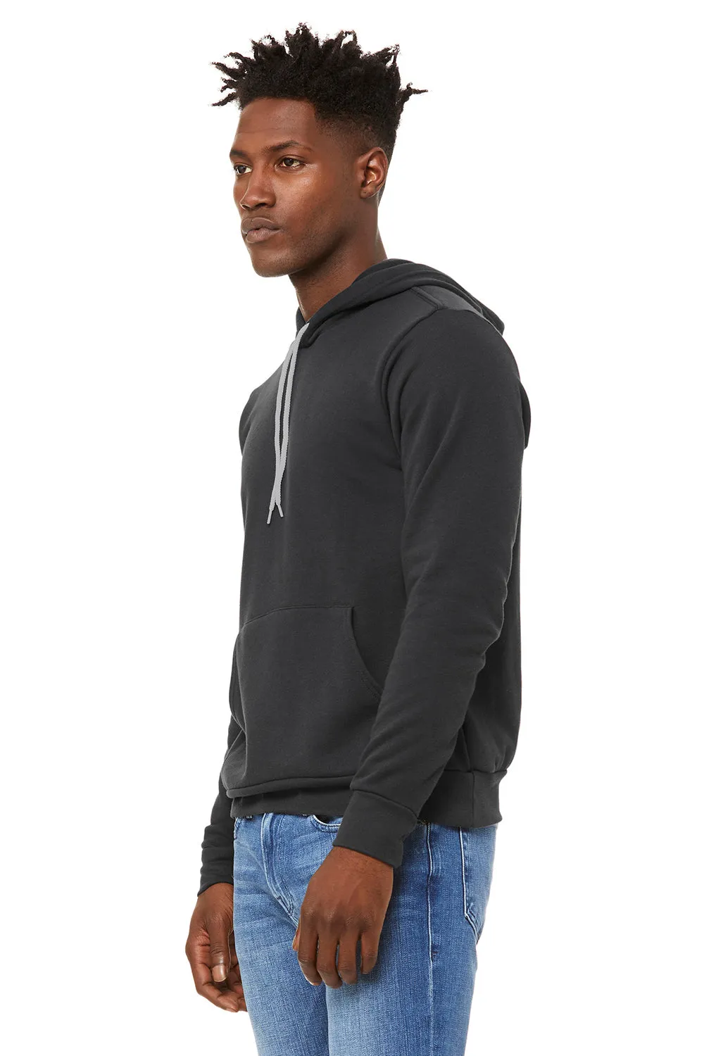 Bella   Canvas Mens Sponge Fleece Hooded Sweatshirt Hoodie w/ Pouch Pocket - DTG Dark Grey - Closeout