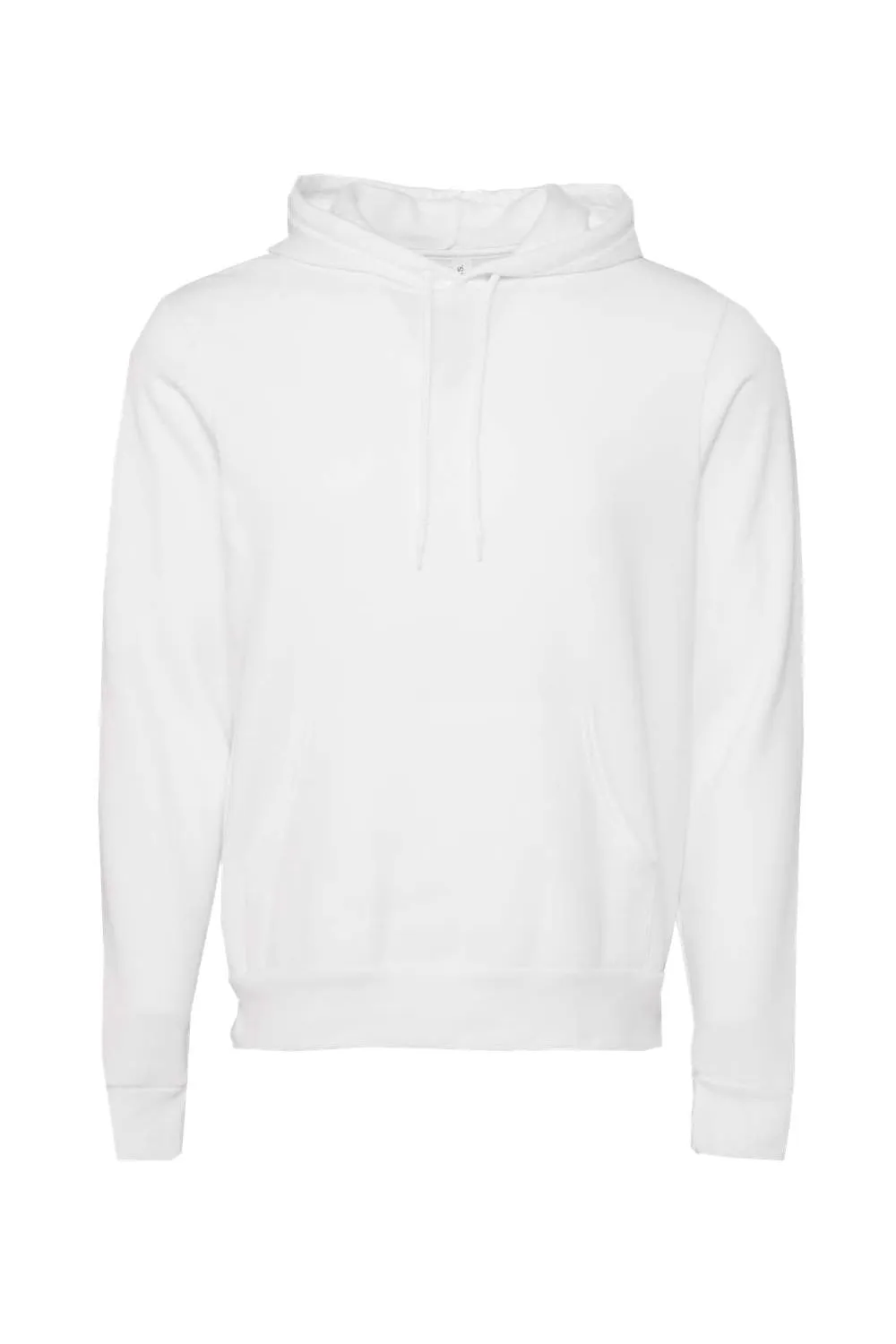 Bella   Canvas Mens Sponge Fleece Hooded Sweatshirt Hoodie w/ Pouch Pocket - DTG White