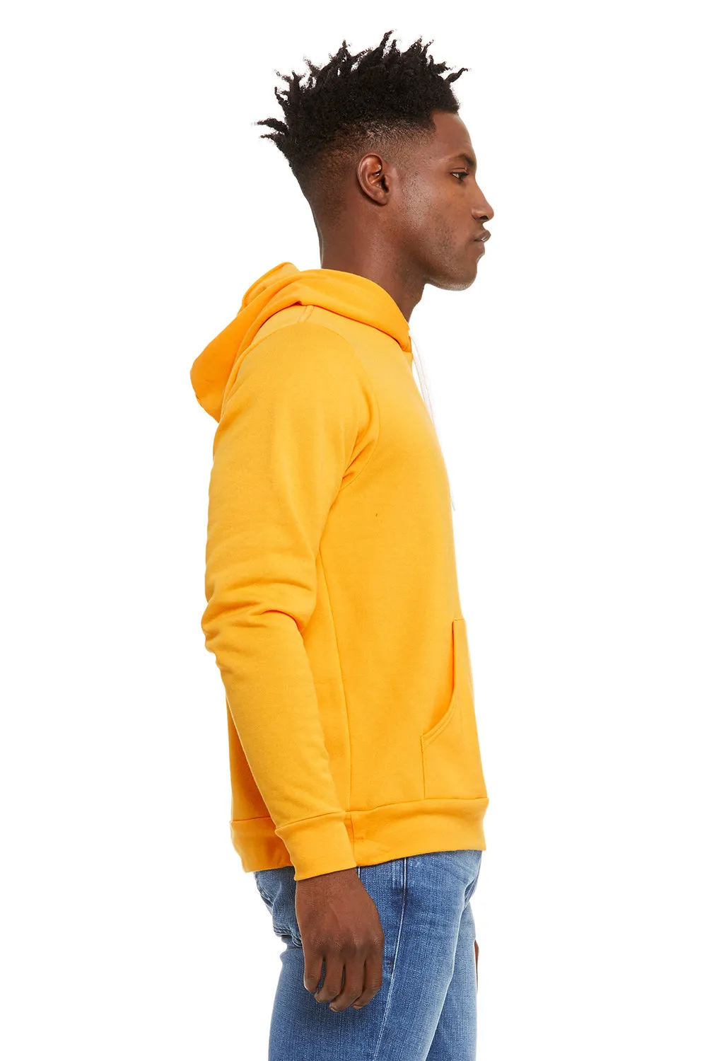 Bella   Canvas Mens Sponge Fleece Hooded Sweatshirt Hoodie w/ Pouch Pocket - Gold