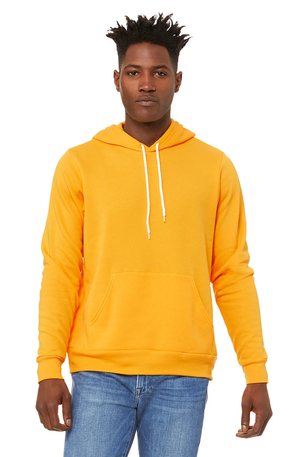 Bella   Canvas Mens Sponge Fleece Hooded Sweatshirt Hoodie w/ Pouch Pocket - Gold
