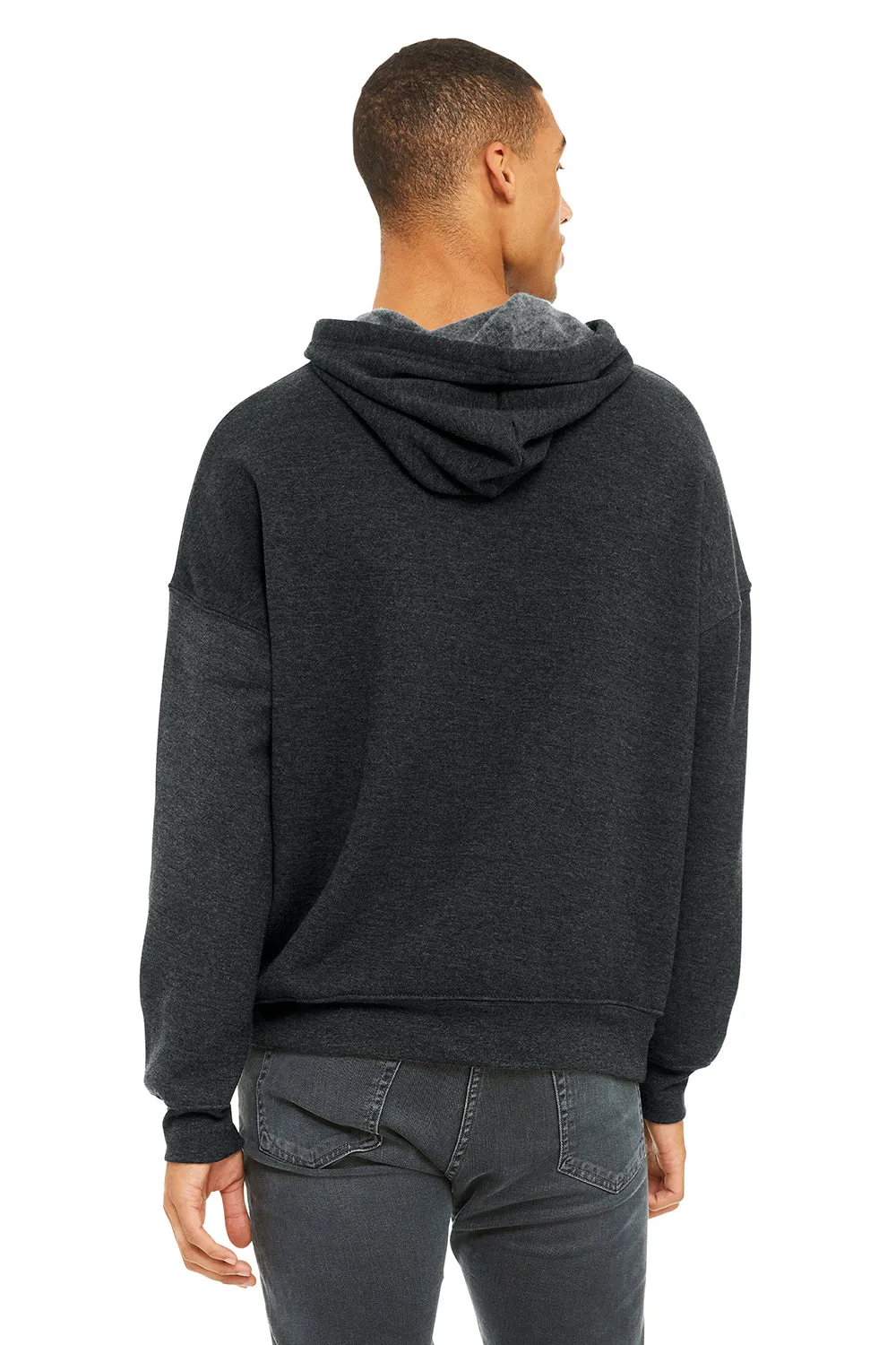 Bella   Canvas Mens Sponge Fleece Hooded Sweatshirt Hoodie w/ Pouch Pocket - Heather Dark Grey