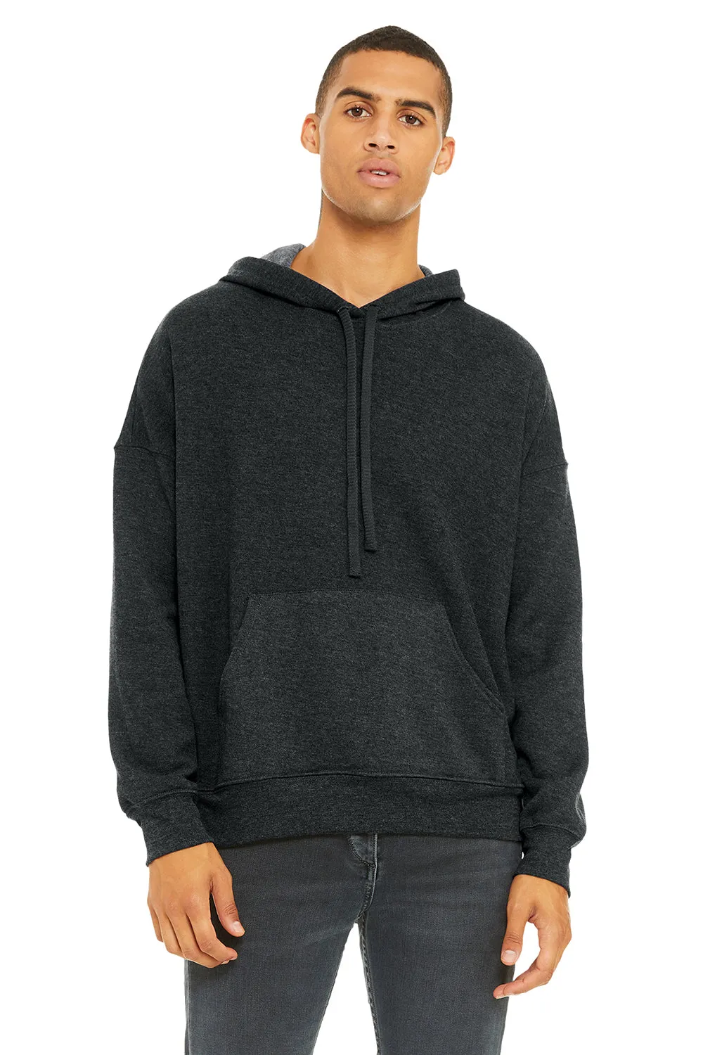 Bella   Canvas Mens Sponge Fleece Hooded Sweatshirt Hoodie w/ Pouch Pocket - Heather Dark Grey