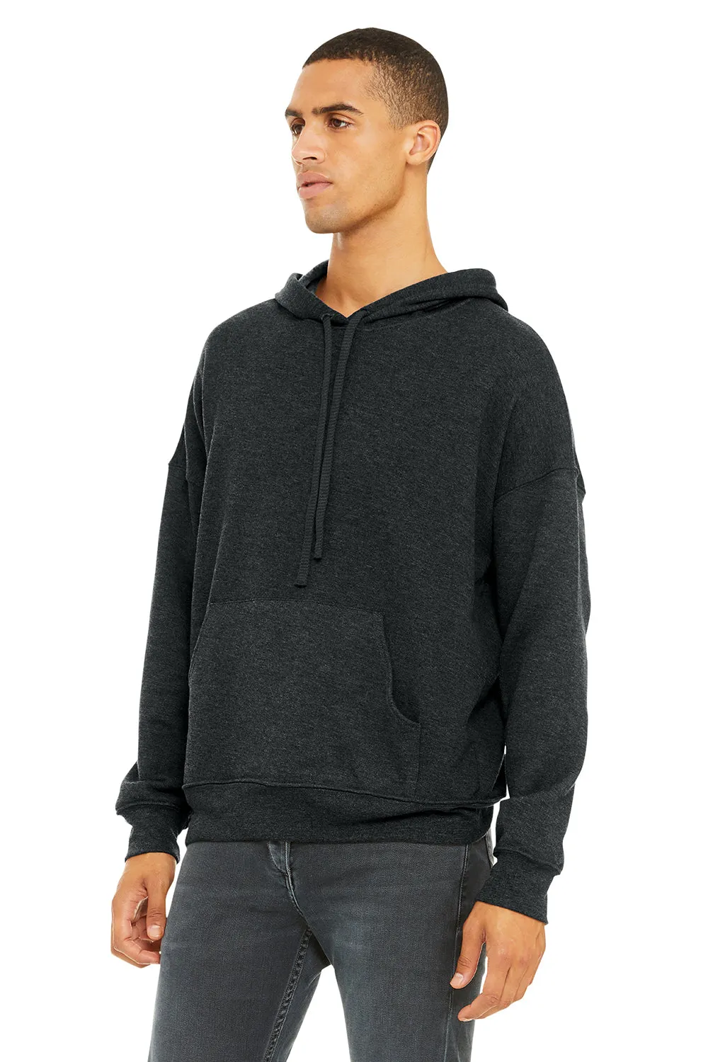 Bella   Canvas Mens Sponge Fleece Hooded Sweatshirt Hoodie w/ Pouch Pocket - Heather Dark Grey