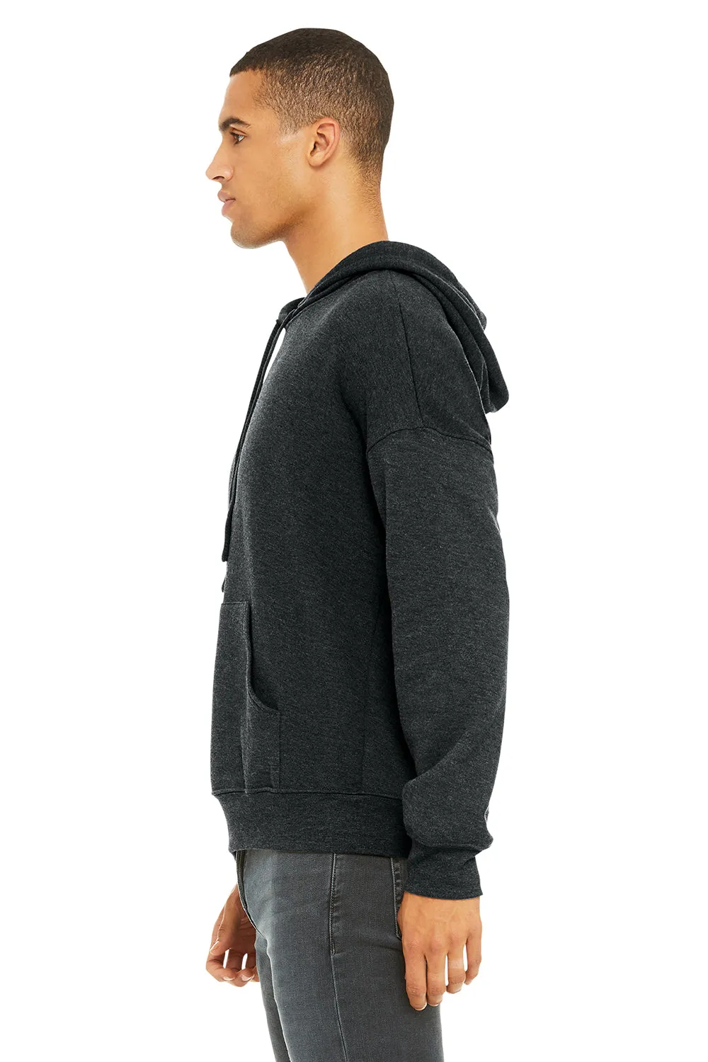 Bella   Canvas Mens Sponge Fleece Hooded Sweatshirt Hoodie w/ Pouch Pocket - Heather Dark Grey