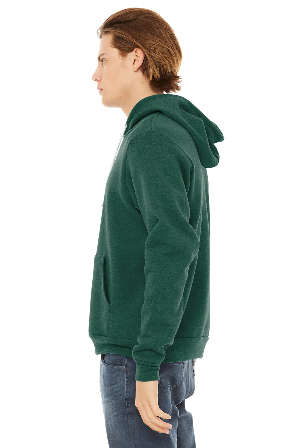 Bella   Canvas Mens Sponge Fleece Hooded Sweatshirt Hoodie w/ Pouch Pocket - Heather Forest Green