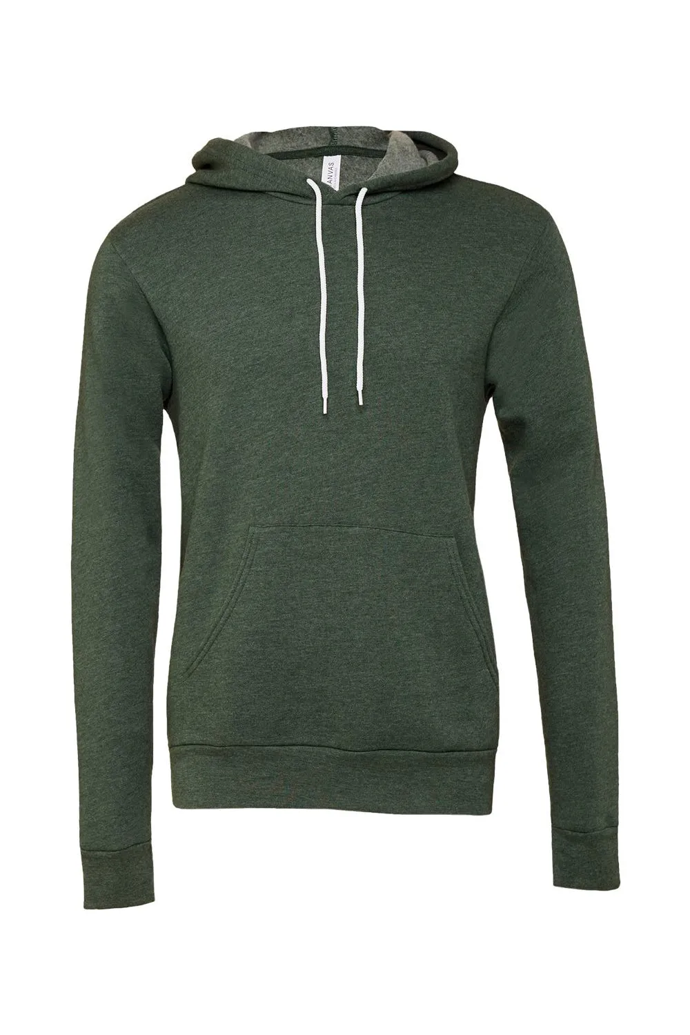 Bella   Canvas Mens Sponge Fleece Hooded Sweatshirt Hoodie w/ Pouch Pocket - Heather Forest Green