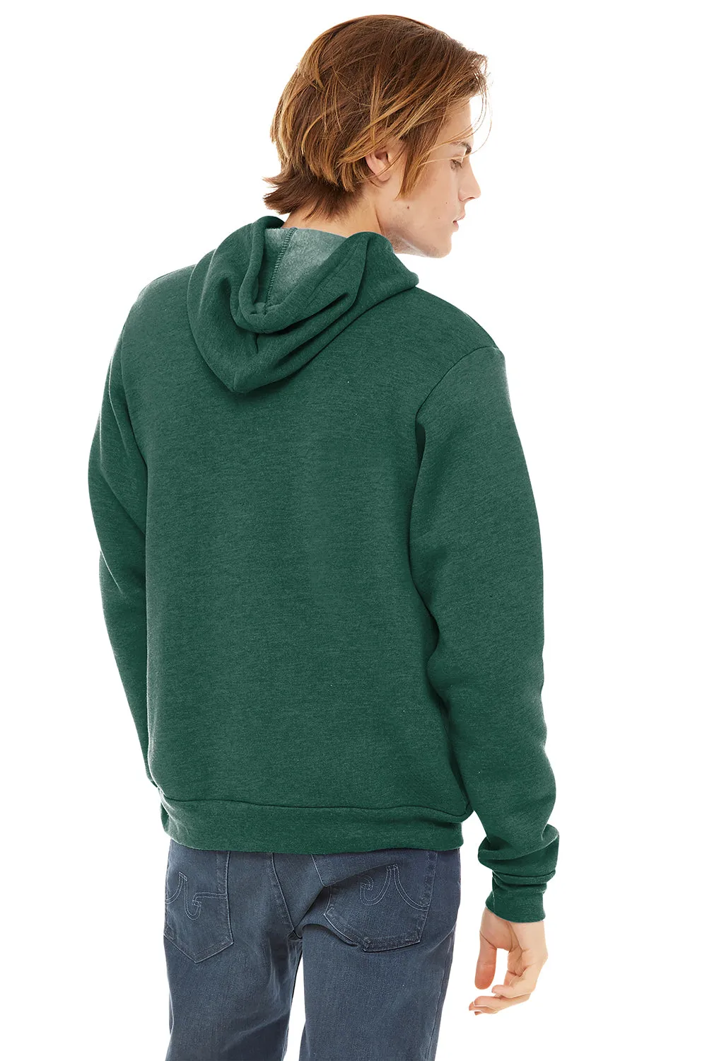 Bella   Canvas Mens Sponge Fleece Hooded Sweatshirt Hoodie w/ Pouch Pocket - Heather Forest Green