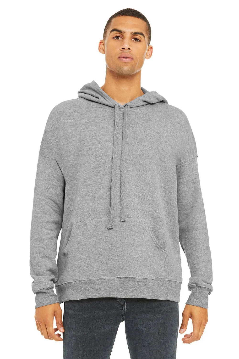 Bella   Canvas Mens Sponge Fleece Hooded Sweatshirt Hoodie w/ Pouch Pocket - Heather Grey