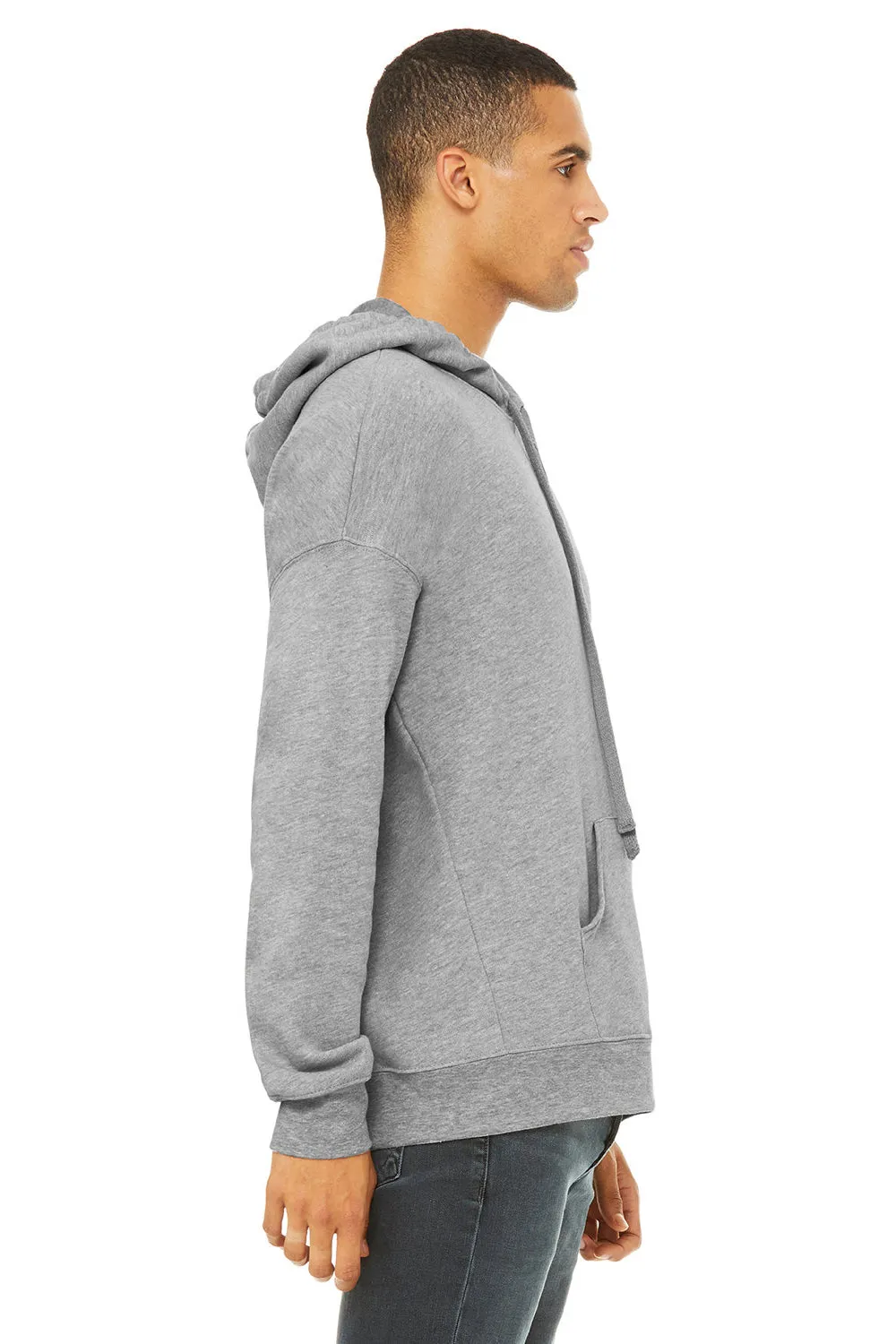 Bella   Canvas Mens Sponge Fleece Hooded Sweatshirt Hoodie w/ Pouch Pocket - Heather Grey